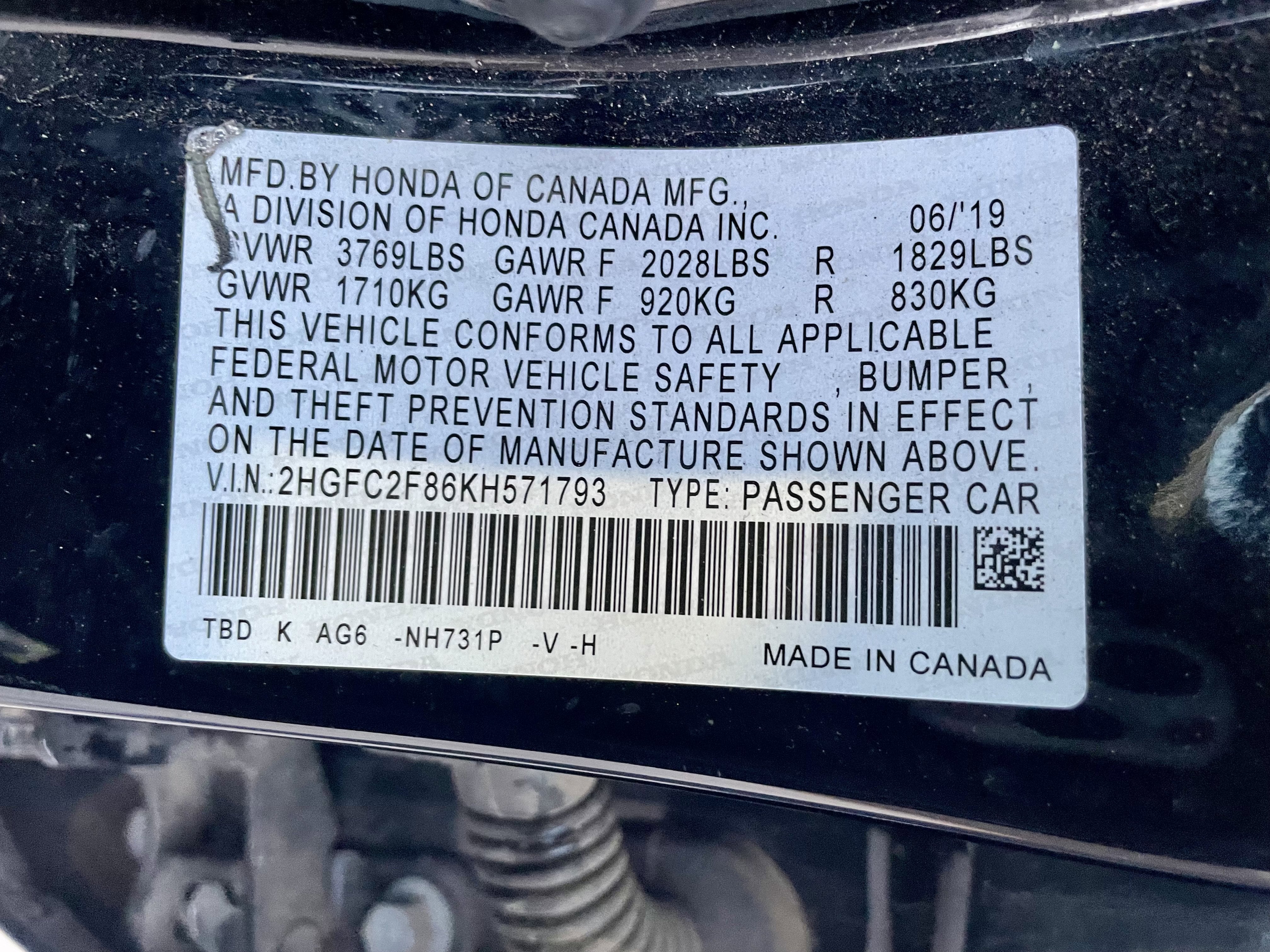 2019 Honda Civic Sedan Sport